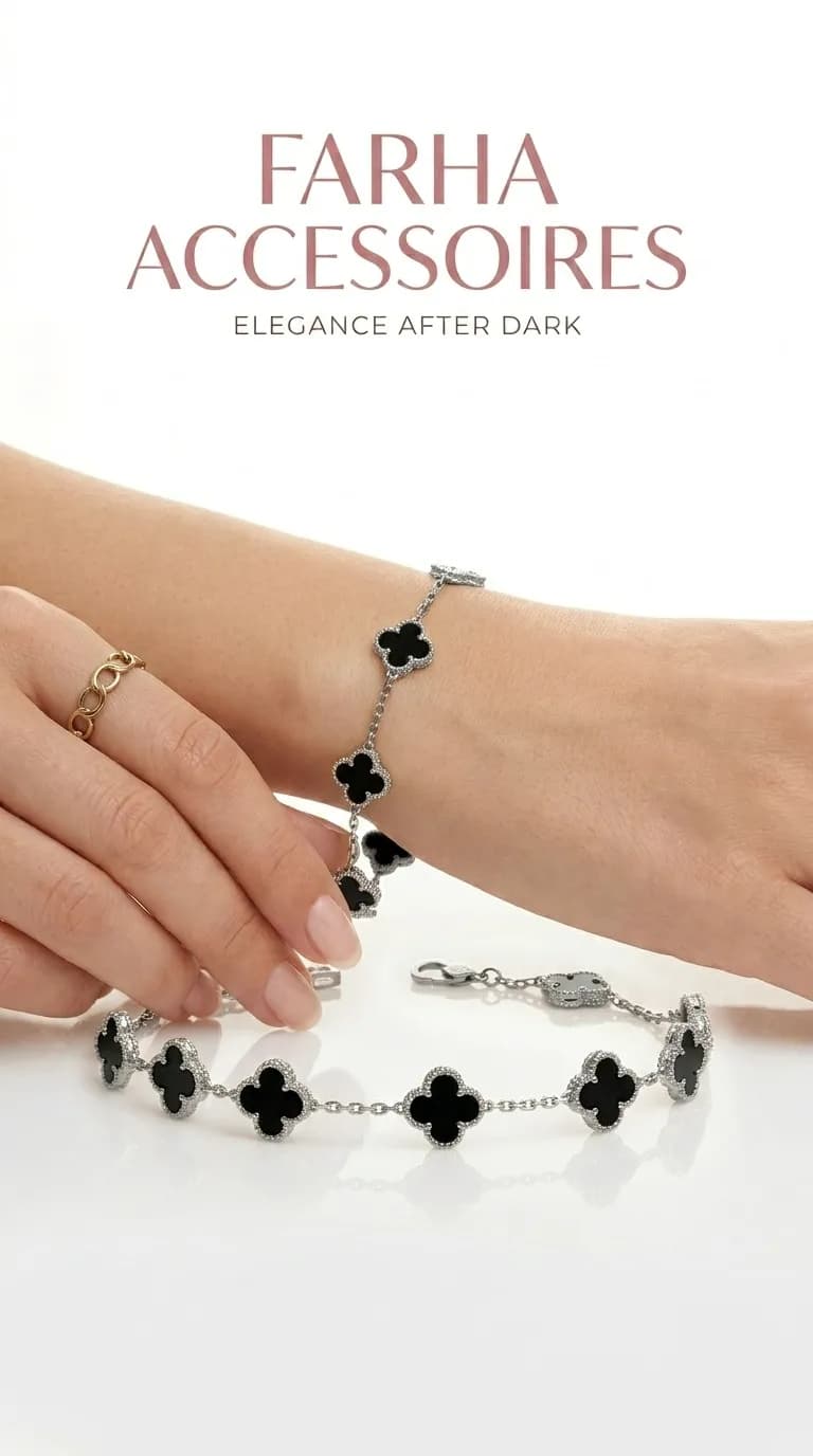 Bracelet Trèfle Onyx Noir